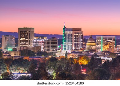 Boise, Idaho, USA Downtown Cityscape At Twilight.