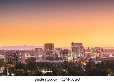 Boise, Idaho, USA Downtown Cityscape At Twilight.