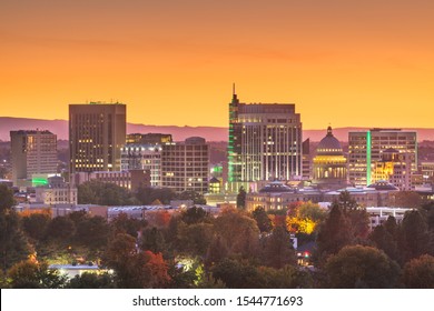 Boise, Idaho, USA Downtown Cityscape At Twilight.