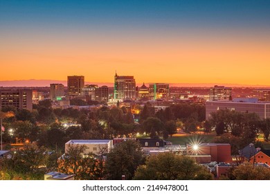 Boise, Idaho, USA downtown cityscape at twilight.