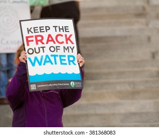 BOISE, IDAHO/USA - FEBRUARY 22, 2016: Protesters Warning Of The Dangers Of Fracking In Boise, Idaho