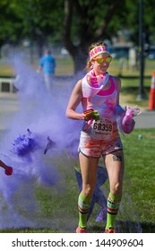 BOISE, IDAHO/USA - JUNE 22: Runner 68359 Just Missed Being Color Bombed During The Color Me Rad 5k In Boise On June 22, 2013