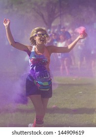 BOISE, IDAHO/USA - JUNE 22: Runner 13446 Just Got Color Bombed At The Color Me Rad 5k In Boise On June 22, 2013