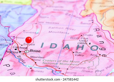 Boise pinned on a map of USA 