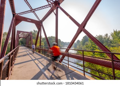 Boise River Bridge With Bikes Crossing