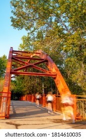 Boise River Bridge Motion Blur Runner Crosses