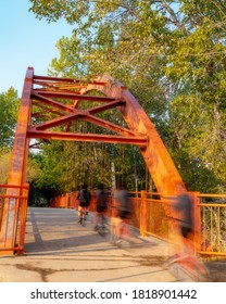 Boise River Bridge With Multiple Image Bike Rider