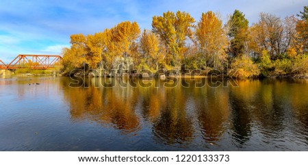 the Boise River in downtown Boise, Idaho in the fall