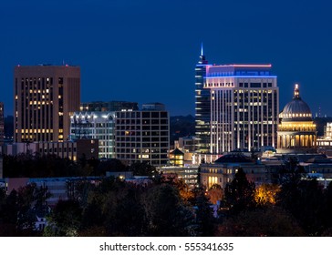 Boise skyline at night close up 
