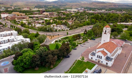 Boise State University And The Local Train Depot In Summer