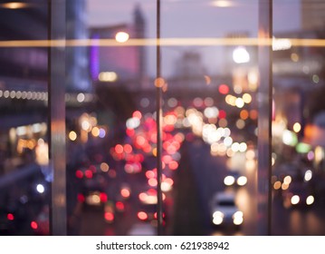 bokeh abstract blur of traffic jam in bangkok 