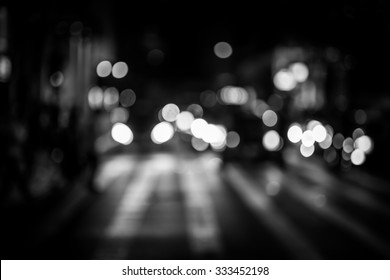 Bokeh Asia City Street For Background Black And White Tone 