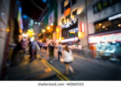 Bokeh Background Of Hong Kong Famous Nightlife Place Lan Kwai Fong  