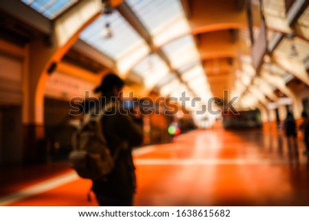 Bokeh background of train station 