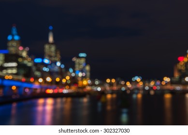 Bokeh Friday Night Lights Blurry Abstract Background From Melbourne City, Victoria, Australia. 