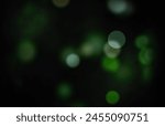 bokeh green orbs light overlay. Focus Bokeh Background. natural green bokeh orbs. graphic design background. Defocused light dots. Green Circular Bokeh on Dark Banner