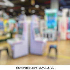 Bokeh Image Of Indoor Arcade Game Zone For Background Usage