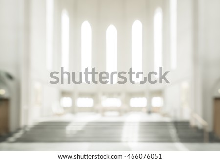 bokeh interior of modern  lutheran, christian church