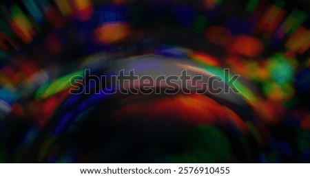 Bokeh light overflow. Strobe effect. Bright color festive luminosity with turning source ray. Rounded distortion vision. Extinction glowing illumination.