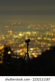 bokeh night photography camera with urban lights