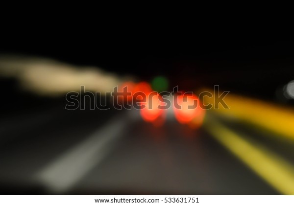 Bokeh on the\
road in the dark, Drunk Driving, Visibility while drunk on the road\
in the dark, Background on the\
road