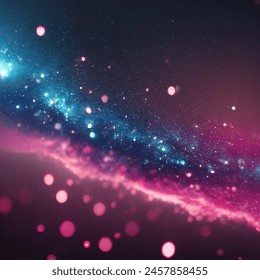 Bokeh photo of stars in blue pink and purple nebula with no faces