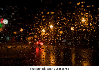 Bokeh Rain Falling Night Image Raindrops Stock Photo 1158658765 ...