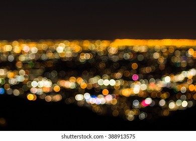 A Bokeh Shot Of Los Angeles, California, At Night, From The Hop Of Mulholland Drive 