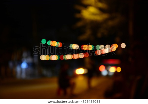bokeh street lights at night\
time