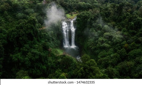 The Bolaven Plateau, Tad Yuang Or Yuang Fall, The Big Waterfall In Green Jungle Near Pakse,Champasak,Laos
A Picture From Done Eye View Or Aerial View.