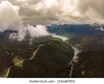 Bolboci Lake near Padina plateau in Bucegi Mountains in the Carpathians and Tatar Gorge