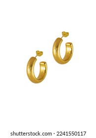 Bold Hoop Golden Earrings macro capture. Beautiful valentine's gift. - Shutterstock ID 2241550117