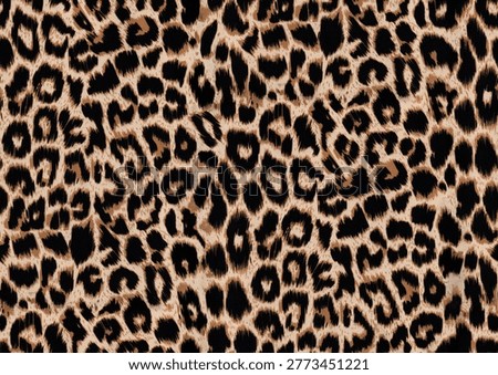 A bold leopard print pattern with irregular black rosettes scattered across a warm tan background. seamless leopard pattern
