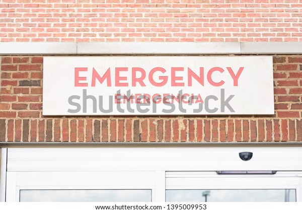 Bold Red Emergency Signboard English Together Stock Photo Edit