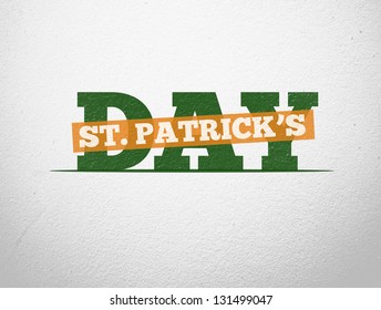 Bold St Patricks Day Text In Green White And Orange