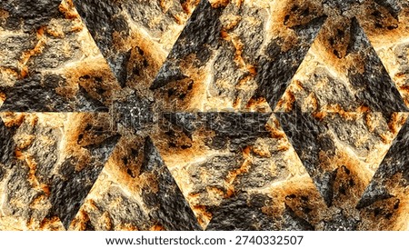 Bold triangle-based mosaic with warm metallic sheen and deep shadows, dramatic abstract texture.
