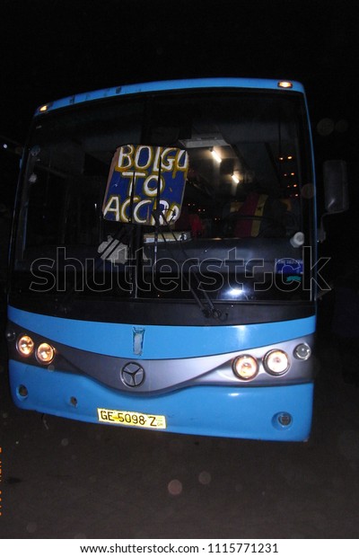 BOLGATANGA,  GHANA - CIRCA NOVEMBER 2010\
: LONG DISTANCE BUS going to ACCRA from\
BOLGATANGA.