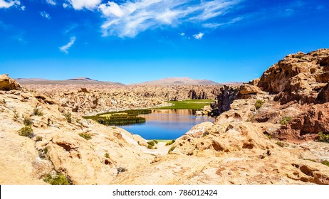 Bolivia Mountain Black Lagoon Scene