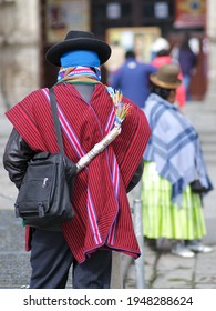 Bolivian Man With Traditional Clothes In La Paz.