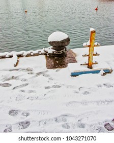 Bollard Covered By Snow In La Spezia