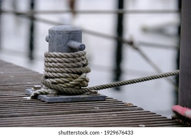 Bollard On Jetty With Rope