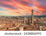 Bologna city of Emilia Romagna famous for its food and the historic seat of the oldest university medieval towers italy