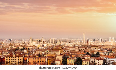 Bologna, cityscape at sunset with copyspace. Emilia Romagna, Italy