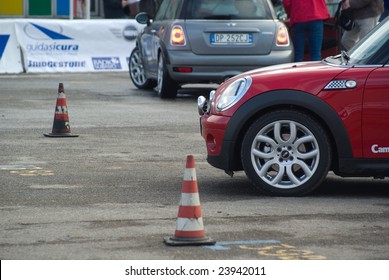 BOLOGNA, ITALY, 15 DECEMBER 2008: The Italian Drive Association Offers Free Course Of Safe Driving In Extreme Conditions At The Bologna Motor Show 2008 In Bologna, Italy, December 15, 2008.