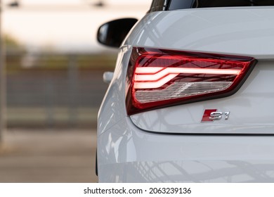 BOLOGNA, ITALY - AUGUST 2021: Audi S1 Light Beam Rear Detail.