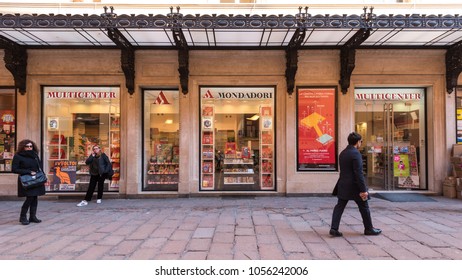 BOLOGNA, ITALY - CIRCA MARCH, 2018: Exterior View Of Mondadori Bookstore. Arnoldo Mondadori Editore Is The Biggest Publishing Company In Italy.