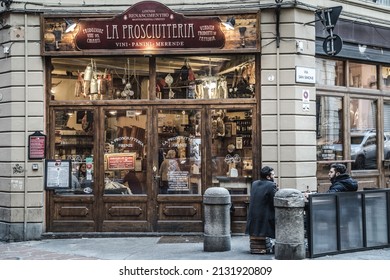 BOLOGNA, ITALY - Jan 13, 2020: A Photo Of A Cold Cuts Shop In Bologna, Italy