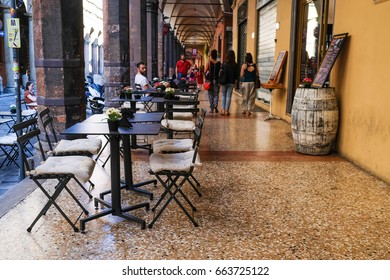 Bologna, Italy - May, 29, 2017: Street Cafe In Bologna, Italy 