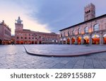 Bologna, Italy. Piazza del Nettuno and Piazza Maggiore in Bologna, Italy landmark in Emilia-Romagna historical province.