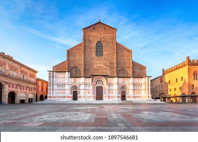 Bologna, Italy. View Of Basilica Di San Petronio On Sunrise